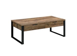 Aflo Industrial Coffee Table Weathered Oak & Black Finish 82470-ACME