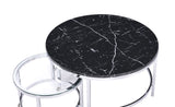 Virlana Contemporary Nesting Cocktail Table Clear Glass, Faux Black Marble & Chrome Finish 82475-ACME