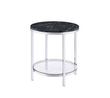 Virlana Contemporary End Table Faux Black Marble & Chrome Finish 82477-ACME