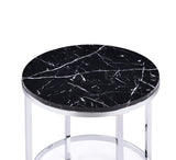 Virlana Contemporary End Table Faux Black Marble & Chrome Finish 82477-ACME