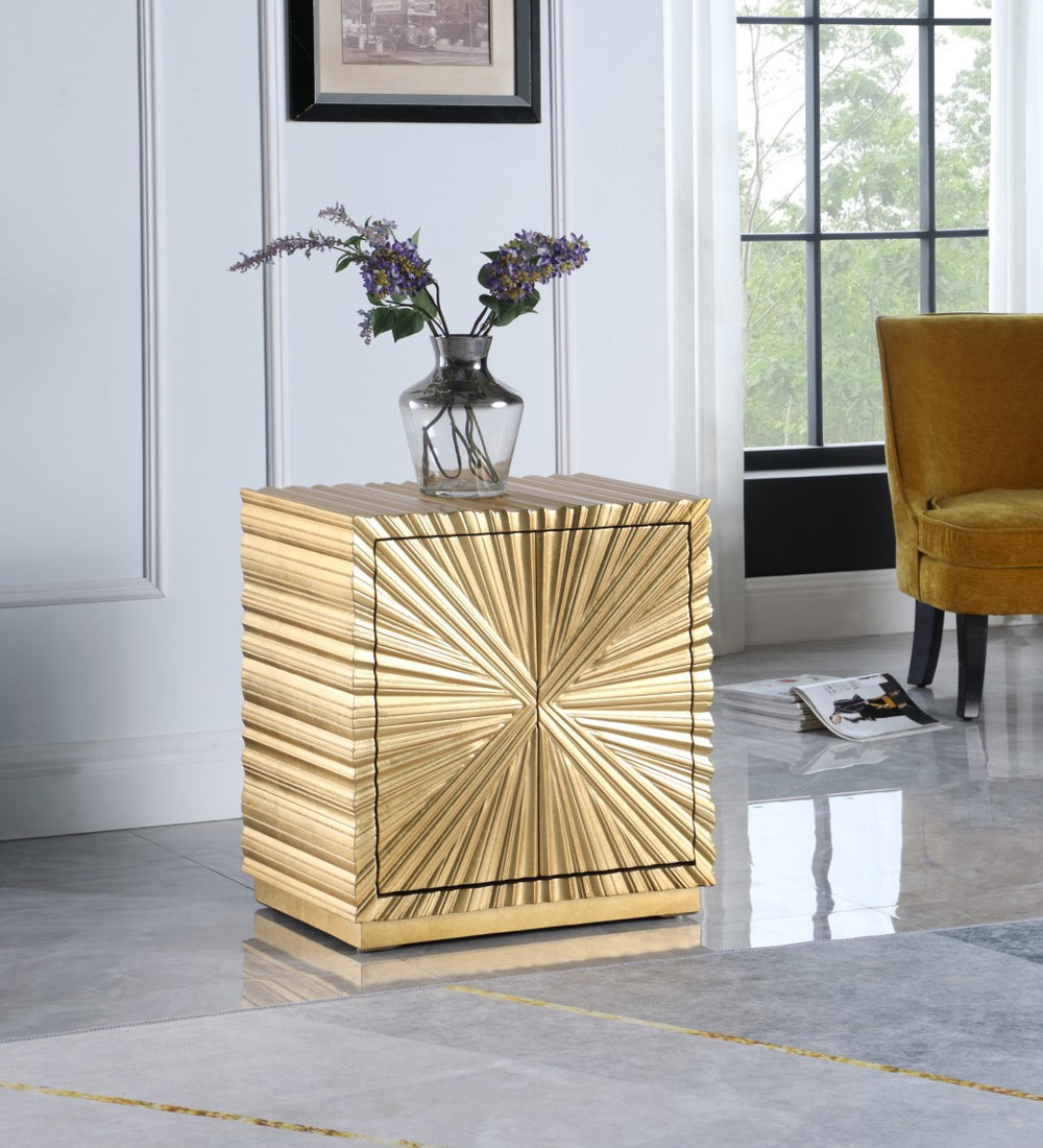 Golda Gold Leaf / Engineered Wood Contemporary Gold Side Table - 24" W x 16" D x 26" H