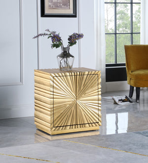 Golda Gold Leaf / Engineered Wood Contemporary Gold Side Table - 24" W x 16" D x 26" H