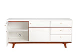 Alpine Furniture Dakota TV Console 1974-10 White with Acorn Accents Mahogany Solids & Veneer 64.5 x 18 x 28.5