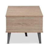 Baxton Studio Pierre Mid-Century Modern Oak and Light Grey Finished Wood Coffee Table