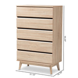 Baxton Studio Miren Mid-Century Modern Light Oak and Dark Grey 5-Drawer Chest