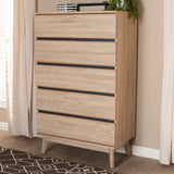 Baxton Studio Miren Mid-Century Modern Light Oak and Dark Grey 5-Drawer Chest