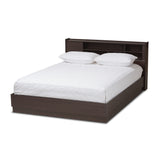 Larsine Modern and Contemporary Brown Finished Queen Size Platform Storage Bed