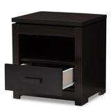 Baxton Studio Bienna Modern and Contemporary Wenge Brown Finished 1-Drawer Nightstand