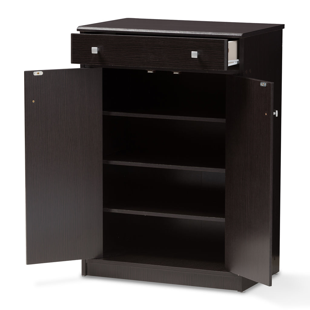 Dariell Modern and Contemporary Wenge Brown Finished Shoe Cabinet