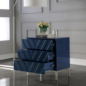 Collette Engineered Wood / Stainless Steel Contemporary  Side Table - 24" W x 16" D x 26" H