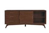 Alpine Furniture Flynn Large TV Console, Walnut 966WAL-10 Walnut Mahogany Solids & Veneer 64 x 19 x 27