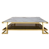 Sagebrook Home Glam Metal/marble Glass Coffee Table, Gold/white Kd 15438 Gold Metal