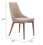 Zuo Modern Moor 100% Polyurethane, Plywood, Birch Wood Mid Century Commercial Grade Dining Chair Set - Set of 2 Beige, Brown 100% Polyurethane, Plywood, Birch Wood