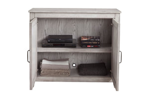 Aria 2 Door Chest - Elegant Mahogany Accent Cabinet with Weathered White Finish & Adjustable Shelf