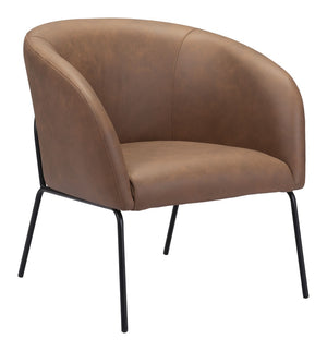 Zuo Modern Quinten 100% Polyester, Plywood, Steel Modern Commercial Grade Accent Chair Vintage Brown, Black 100% Polyester, Plywood, Steel