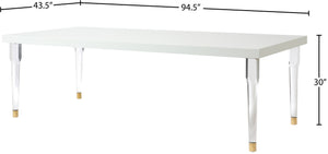 Bethany Acrylic / Birch Wood / Engineered Wood Contemporary White Dining Table - 94.5" W x 43.5" D x 30" H