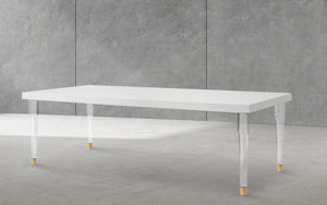Bethany Acrylic / Birch Wood / Engineered Wood Contemporary White Dining Table - 94.5" W x 43.5" D x 30" H