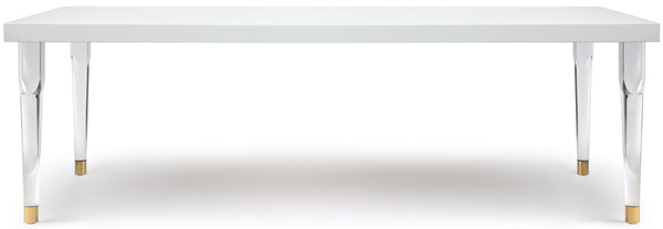 Bethany Acrylic / Birch Wood / Engineered Wood Contemporary White Dining Table - 94.5" W x 43.5" D x 30" H