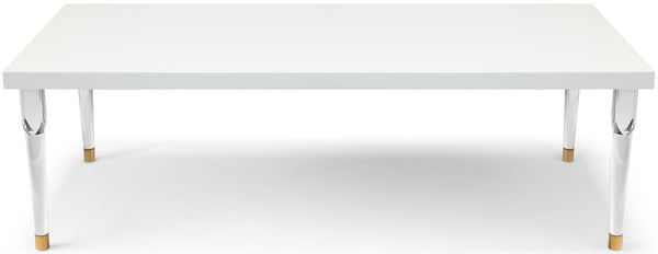 Bethany Acrylic / Birch Wood / Engineered Wood Contemporary White Dining Table - 94.5" W x 43.5" D x 30" H