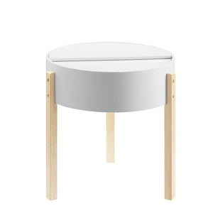 Bodfish Mid-Century End Table TOP) White (White) • LEG) Natural (Natural) 83217-ACME