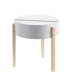 Bodfish Mid-Century End Table TOP) White (White) • LEG) Natural (Natural) 83217-ACME