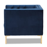 Baxton Studio Zanetta Luxe and Glamour Navy Velvet Upholstered Gold Finished Lounge Chair