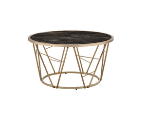 Cicatrix Contemporary Coffee Table Faux Black Marble Glass & Champagne Finish 83300-ACME