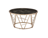 Cicatrix Contemporary Coffee Table Faux Black Marble Glass & Champagne Finish 83300-ACME