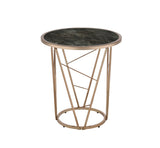 Cicatrix Contemporary End Table Faux Black Marble Glass & Champagne Finish 83302-ACME