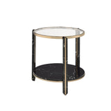 Thistle Contemporary End Table Clear Glass, Faux Black Marble & Champagne Finish 83307-ACME