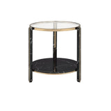 Thistle Contemporary End Table Clear Glass, Faux Black Marble & Champagne Finish 83307-ACME