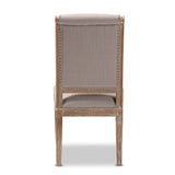 Baxton Studio Charmant French Provincial Beige Fabric Upholstered Weathered Oak Finished Wood Dining Chair