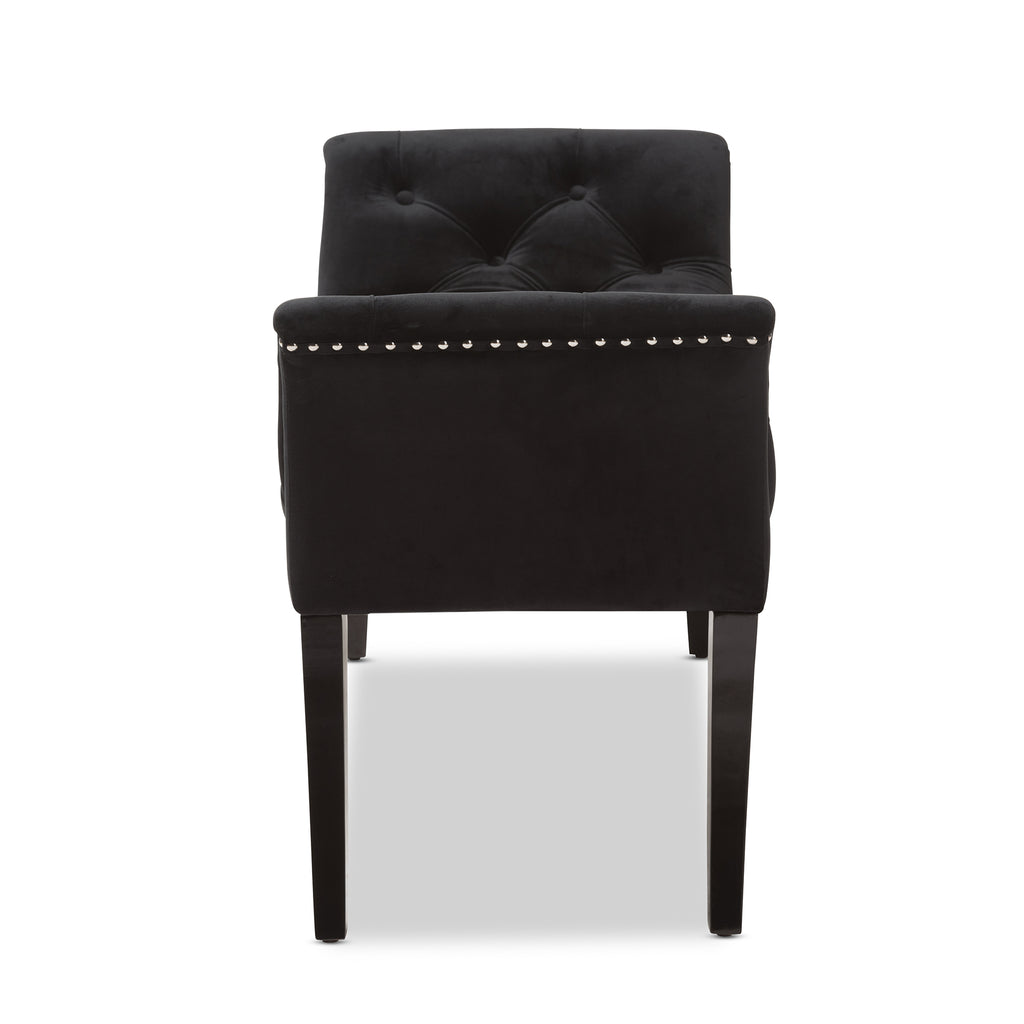 Chandelle Luxe and Contemporary Black Velvet Upholstered Bench