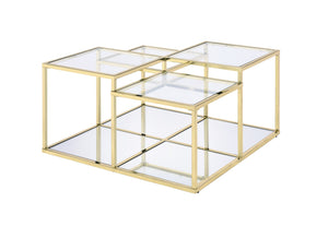 Uchenna Contemporary Coffee Table Clear Glass & Gold Finish 83470-ACME