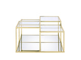 Uchenna Contemporary Coffee Table Clear Glass & Gold Finish 83470-ACME