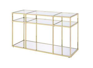 Uchenna Contemporary Sofa Table Clear Glass & Gold Finish 83473-ACME