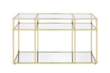 Uchenna Contemporary Sofa Table Clear Glass & Gold Finish 83473-ACME