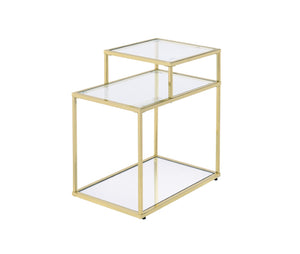 Uchenna Contemporary End Table Clear Glass & Gold Finish 83474-ACME