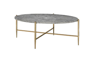 Tainte Contemporary Coffee Table Faux Marble & Champagne Finish 83475-ACME