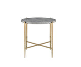 Tainte Contemporary End Table Faux Marble & Champagne Finish 83477-ACME