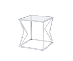 Virtue Contemporary End Table Clear Glass & Chrome Finish 83482-ACME