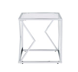 Virtue Contemporary End Table Clear Glass & Chrome Finish 83482-ACME