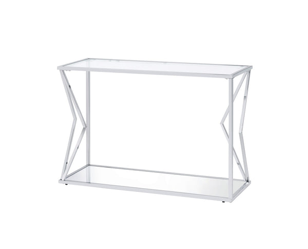 Virtue Contemporary Sofa Table Clear Glass & Chrome Finish 83484-ACME