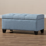 Baxton Studio Michaela Modern and Contemporary Light Blue Fabric Upholstered Storage Ottoman