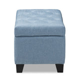 Baxton Studio Michaela Modern and Contemporary Light Blue Fabric Upholstered Storage Ottoman