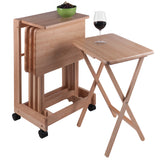 Winsome Wood Brienda 5-Piece Snack Table set, Serving Cart, Natural 83520-WINSOMEWOOD