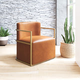 Zuo Modern Xander 100% Polyurethane, Plywood, Steel Modern Commercial Grade Accent Chair Brown, Gold 100% Polyurethane, Plywood, Steel