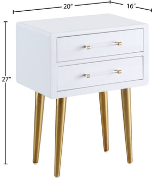 Zane Acrylic / Engineered Wood / Stainless Steel Contemporary White Laquer with Gold Side Table - 20" W x 16" D x 27" H