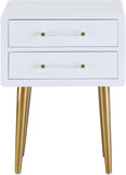 Zane Acrylic / Engineered Wood / Stainless Steel Contemporary White Laquer with Gold Side Table - 20" W x 16" D x 27" H