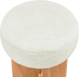 Jasper Boucle Fabric / Oak Wood / Foam Mid Century Cream Boucle Fabric Stool - 16" W x 16" D x 26" H